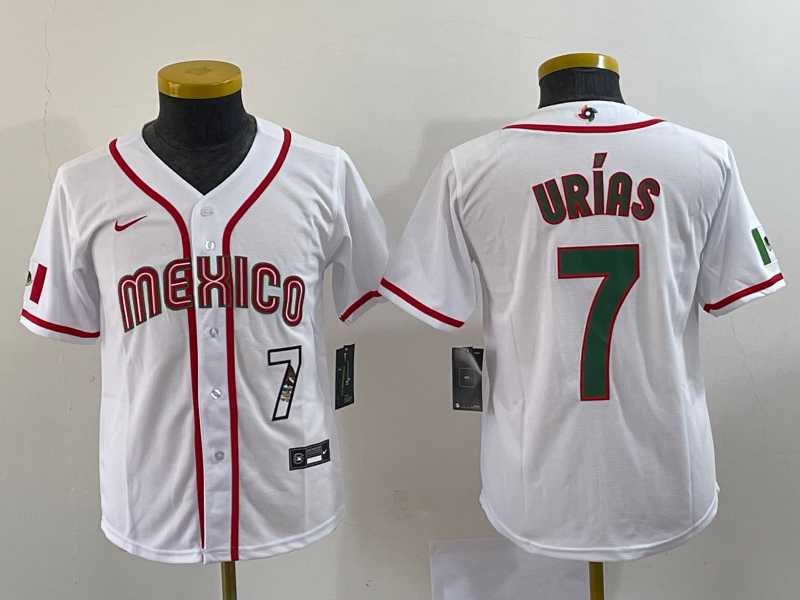 Youth Mexico Baseball #7 Julio Urias Number 2023 Red World Baseball Classic Stitched Jersey2,We sell and wholesale Youth Mexico Baseball #7 Julio Urias Number 2023 Red World Baseball Classic Stitched Jersey2 on line form chian!
